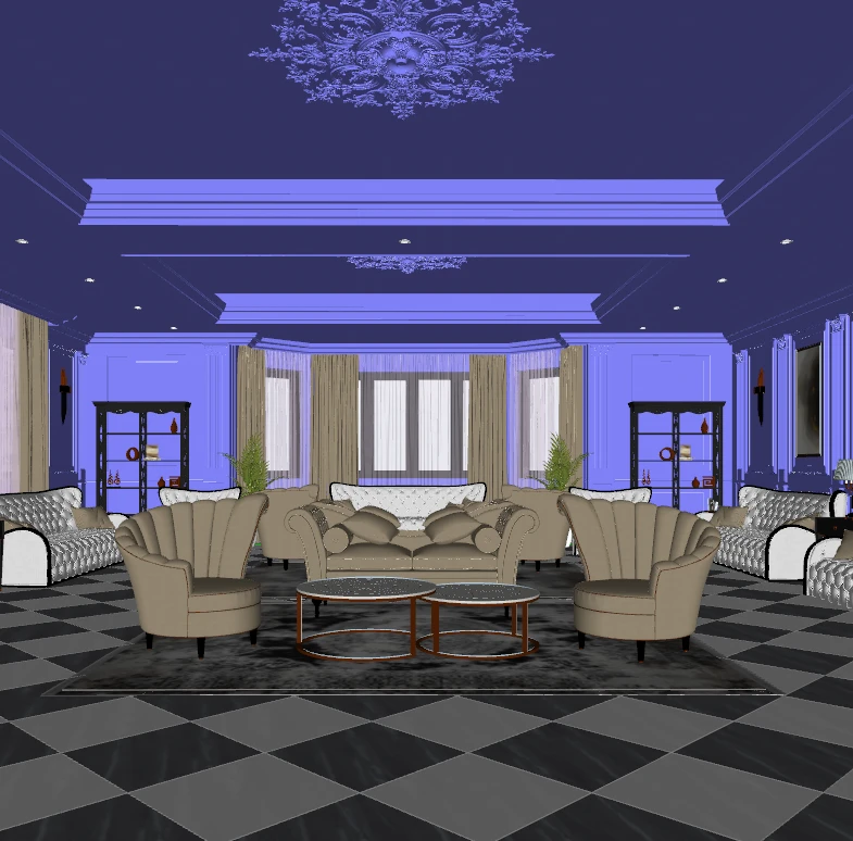 Modern living room - Sketchup model free download ID 100000009 (Chau Hung)