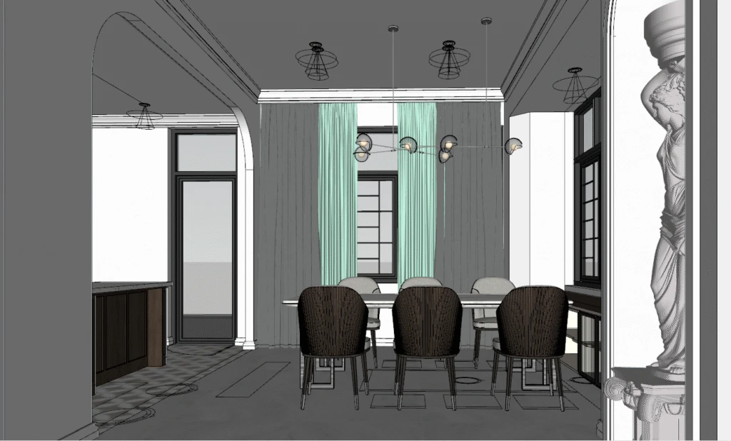 Livingroom & Kitchen SketchUp Vray Scene Free Download ID: 212000006 (Huy Nguyen)