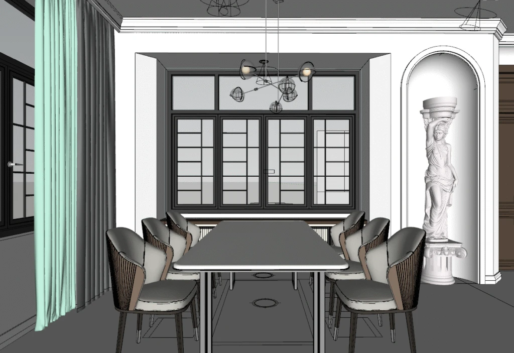 Livingroom & Kitchen SketchUp Vray Scene Free Download ID: 212000006 (Huy Nguyen)