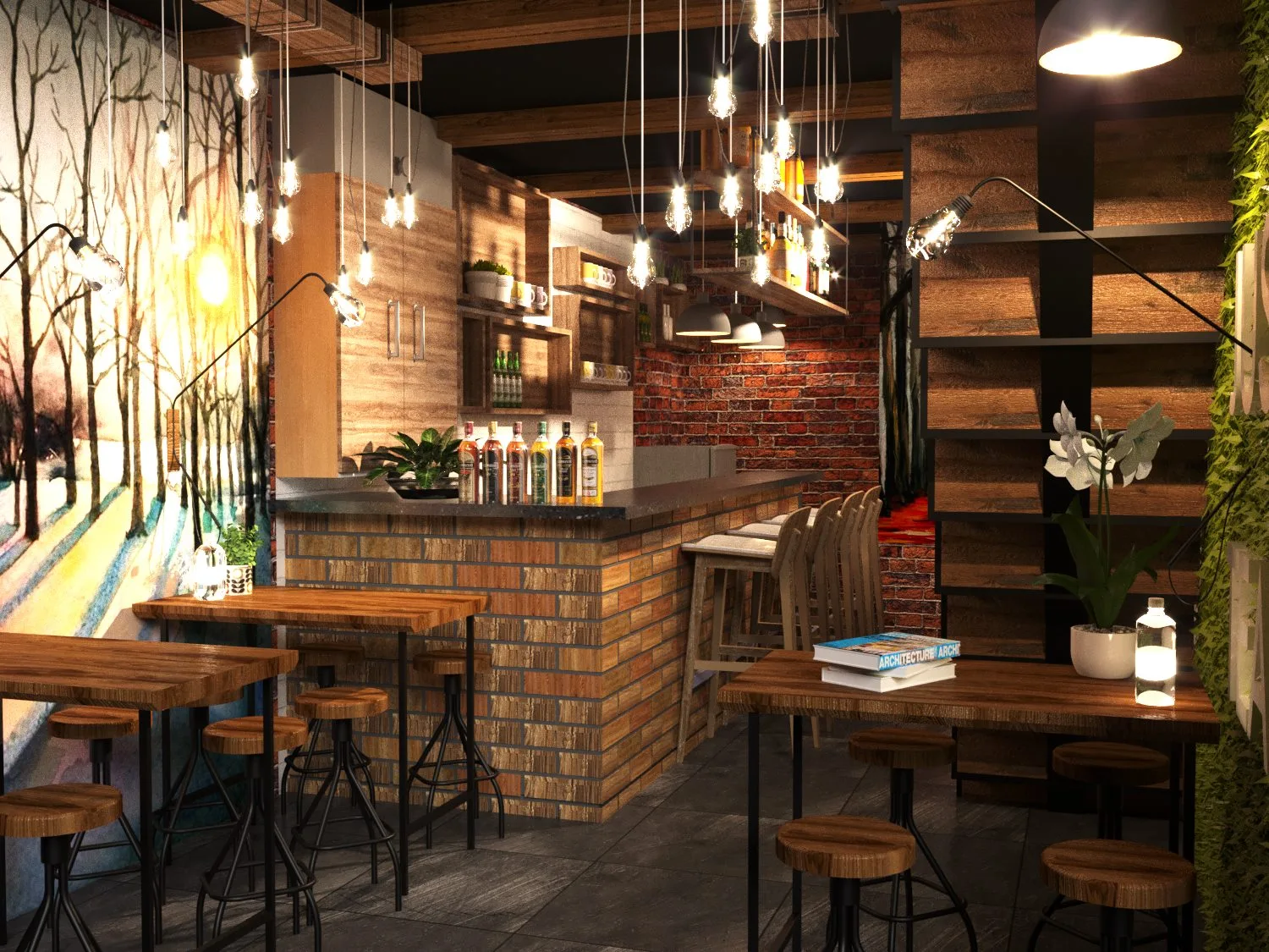 Interior coffee shop Sketchup scene model download ID: 108000022 (Sang Sang)