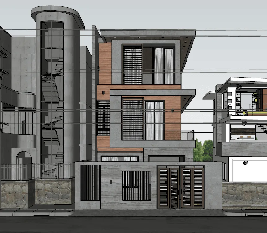 Exterior house scene Sketchup model download ID 213000070 (Lee Min Dung)
