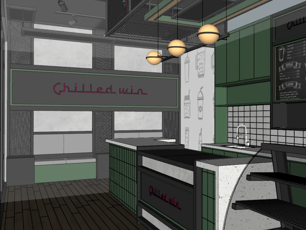 Milktea shop scene Sketchup model download ID 211000016 (Dieu Linh)