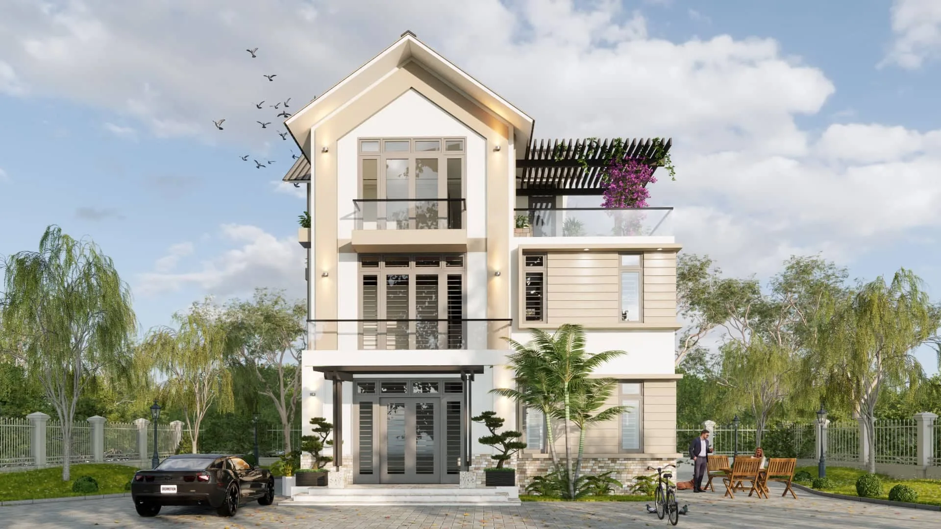 Exterior House scene Sketchup model download ID: 213000125 (Tran Tan) Exterior House scene Sketchup model download ID: 213000125 (Tran Tan)