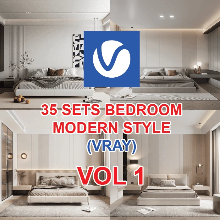 Bedroom – 35 sets modern style (vray) vol 1