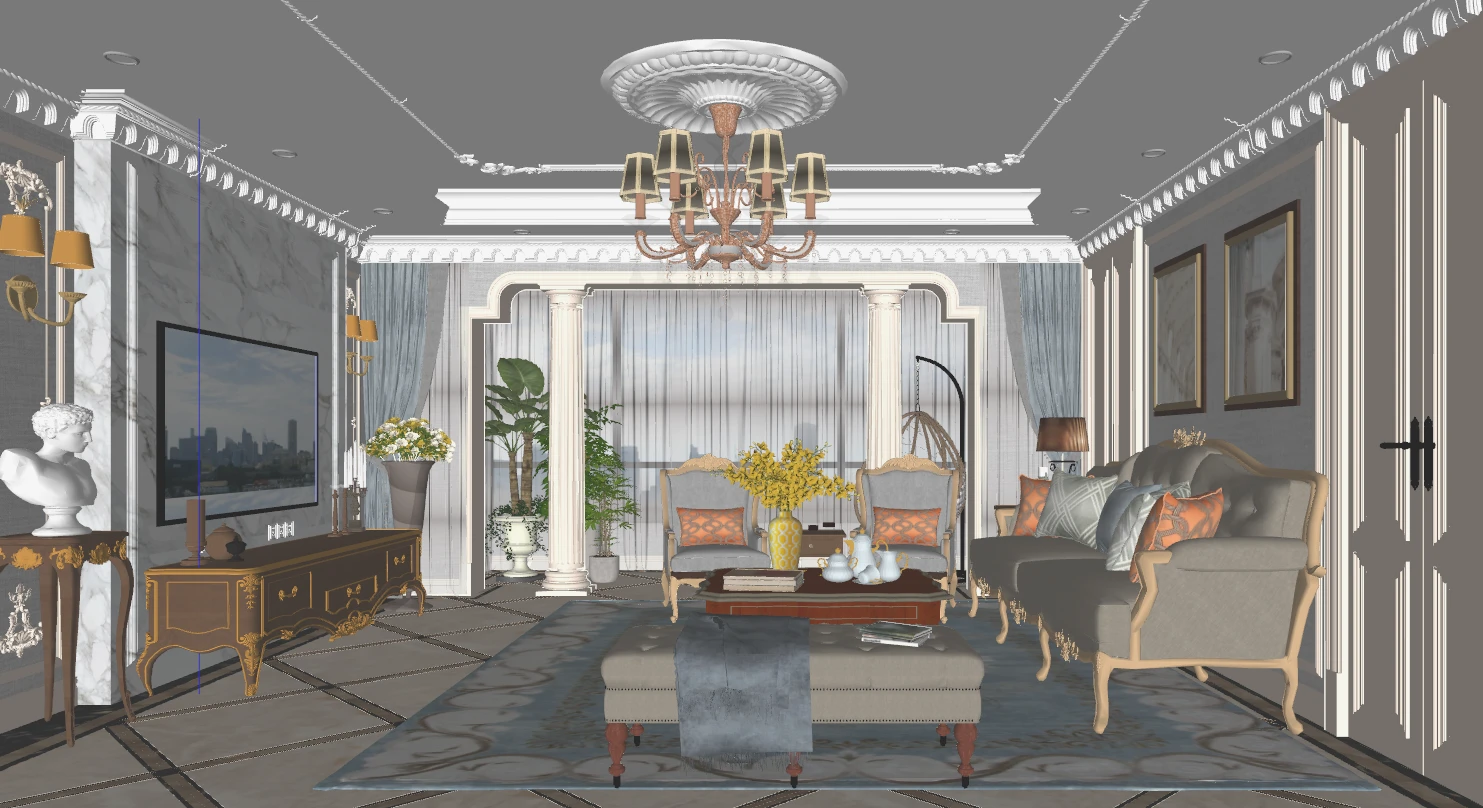Interior Classic – Livingroom Scene SketchUp Model Free Download ID: 212000048 (Cuong Covua)