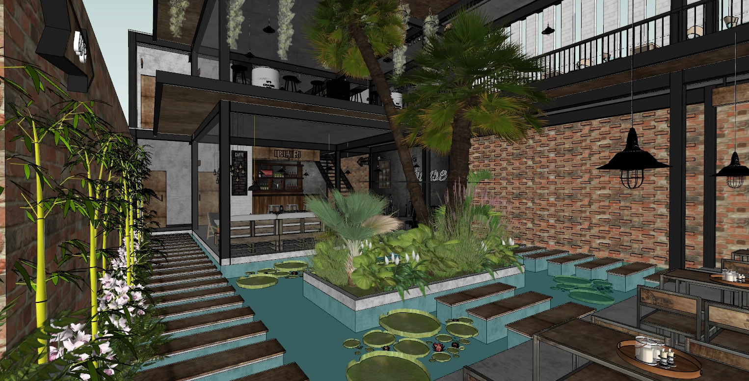 Coffee Shop Modern SketchUp Vray Model Free Download ID: 108000043 (UA)