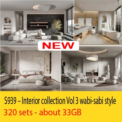 12. S939 – Interior collection Vol 3 wabi-sabi style SketchUp model 12. S939 – Interior collection Vol 3 wabi-sabi style SketchUp model