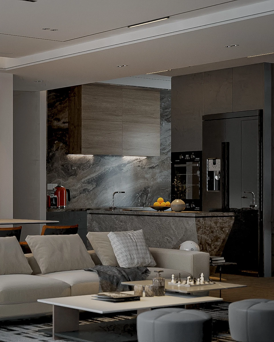 3D Model Free Download SketchUp Modern Living Room - Dining Room Vray ID 218000165 (Nhut Nam)