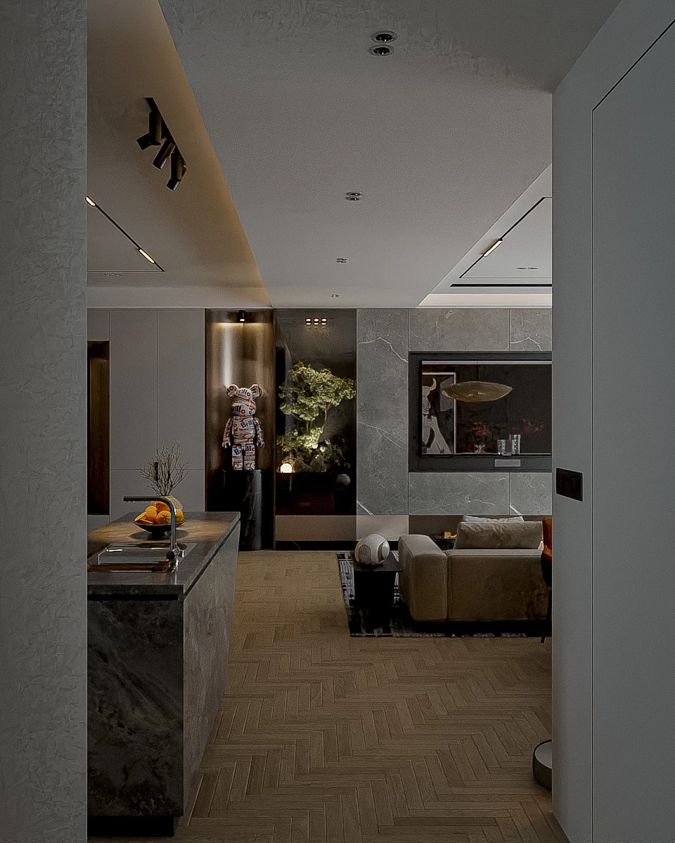 3D Model Free Download SketchUp Modern Living Room - Dining Room Vray ID 218000165 (Nhut Nam)