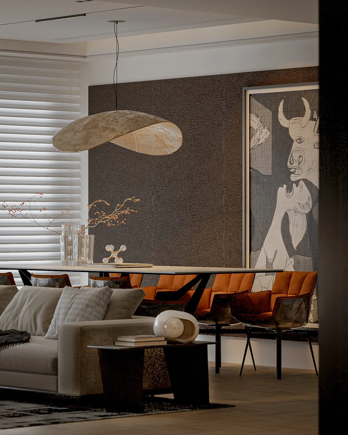 3D Model Free Download SketchUp Modern Living Room - Dining Room Vray ID 218000165 (Nhut Nam)