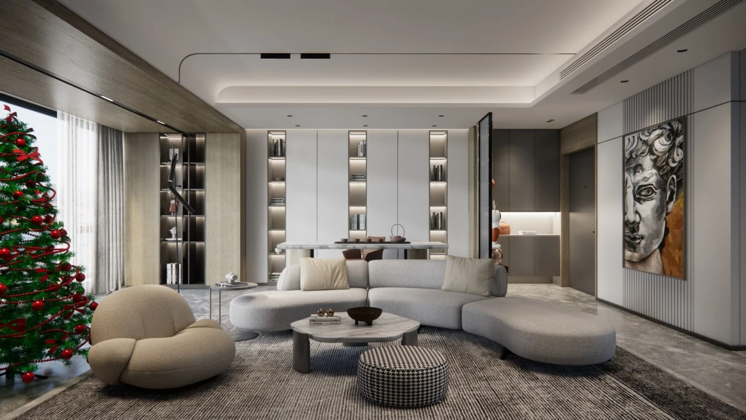 3D Model Free Download SketchUp Modern Living Room Enscape ID 100000395 (Dzung Coi)