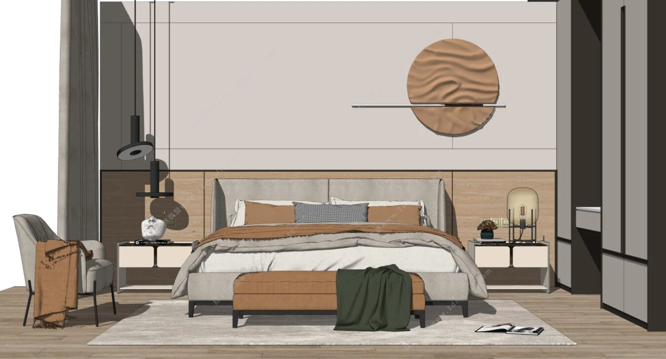 SketchUp Free Bedroom Enscape Model Free Download Modern ID 101000522 (Cuong Covua)