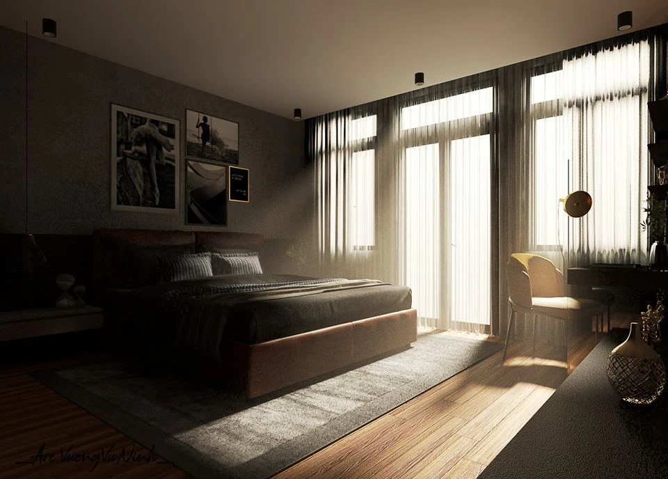 SketchUp Free Bedroom Modern Enscape Model Free Download ID 101000313 (Vuong Vu Linh)