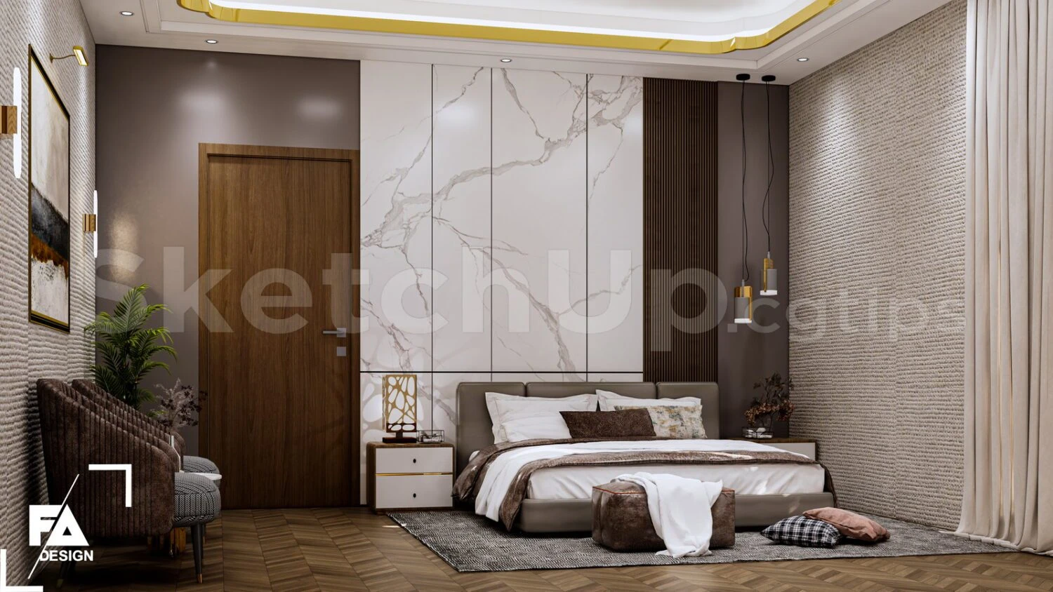 Bedroom Modern Enscape Sketchup Model Free Download ID 101000720 (FA Design)