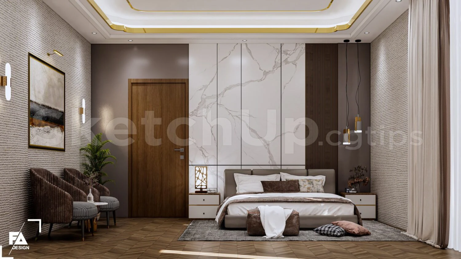 Bedroom Modern Enscape Sketchup Model Free Download ID 101000720 (FA Design)