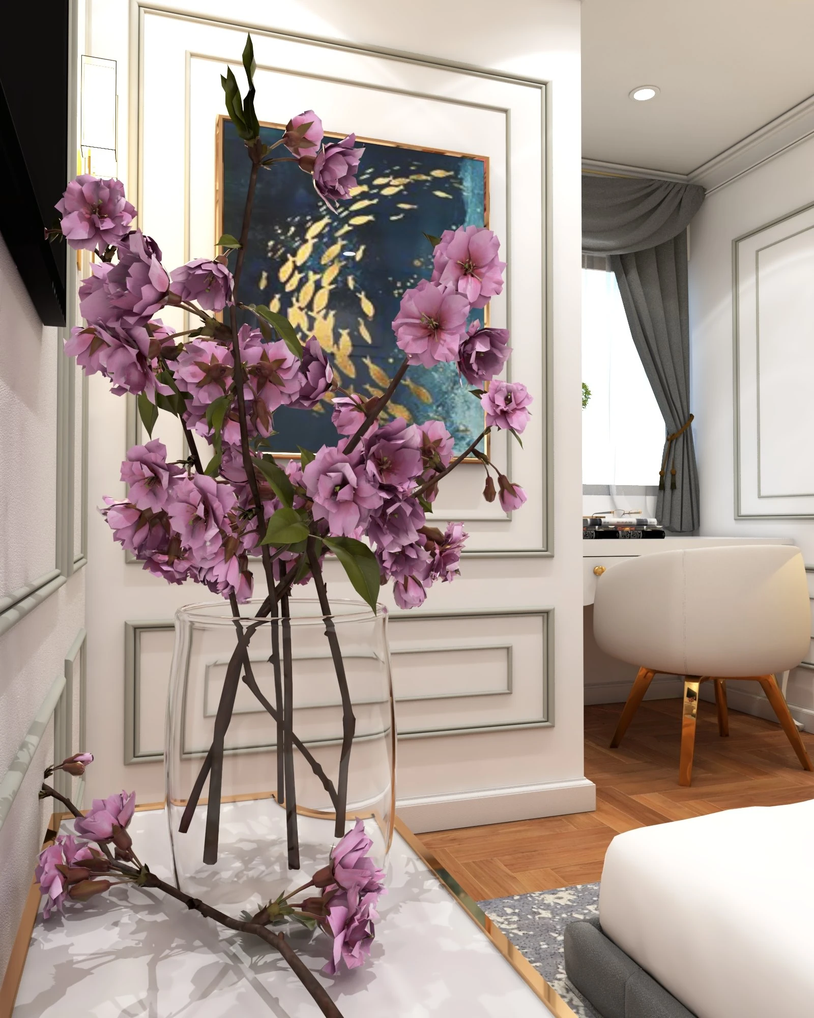 SketchUp Free Bedroom Neo Classic Vray Sketchup Scene Download Free ID 101000374 (Minh)