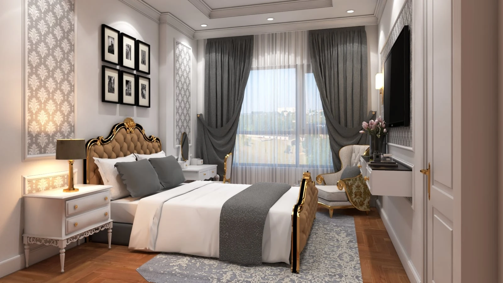 SketchUp Free Bedroom Neo Classic Vray Sketchup Scene Free Download ID 101000379 (Win)