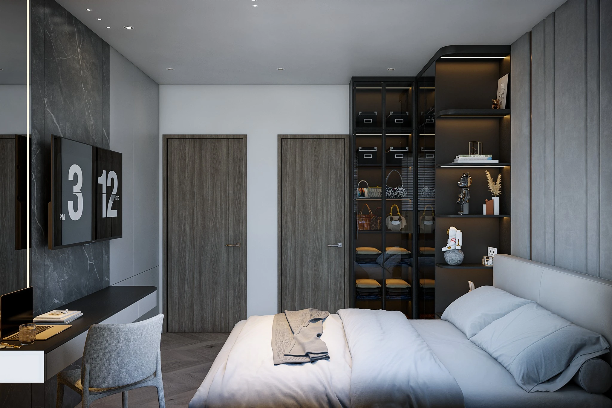 SketchUp Free Bedroom Sketchup Model Download Vray Modern ID 101000762 (Hieu Decor)