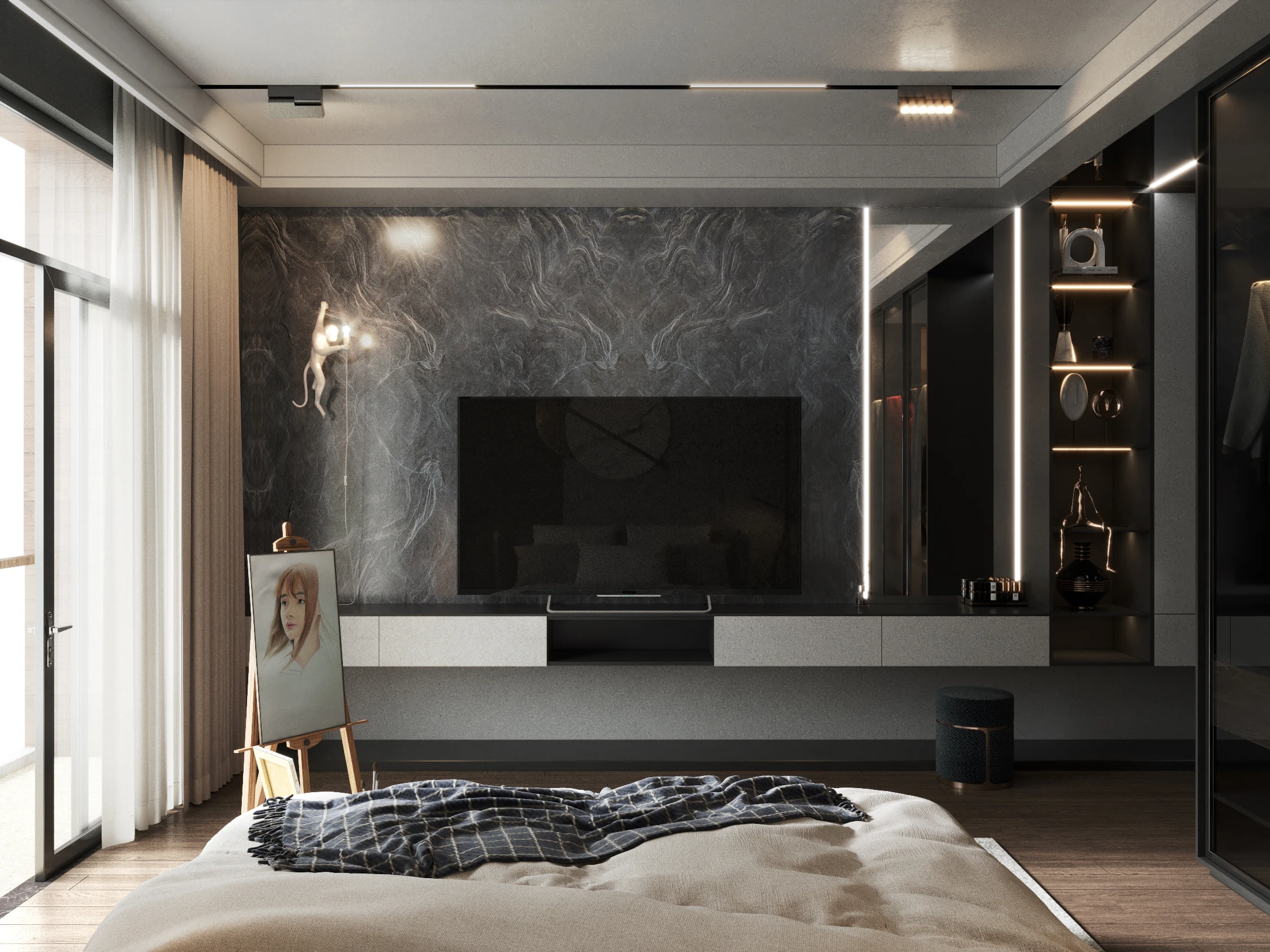 SketchUp Free Bedroom Sketchup Model Free Download Modern ID 101000430 (Dinh Huy)