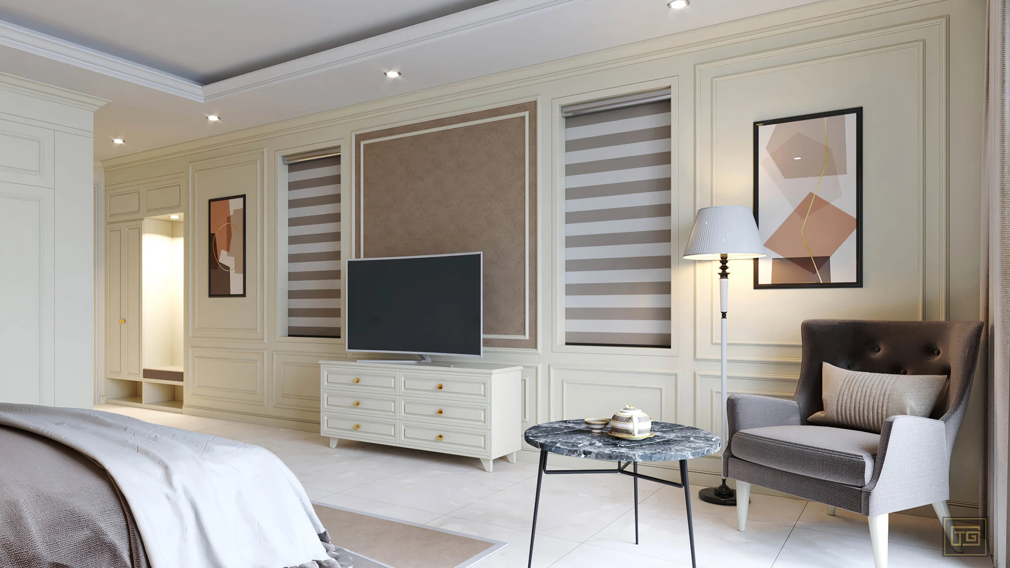 SketchUp Free Bedroom Sketchup Scene Free Download Neo Classic ID 101000389 (Xuan Khanh)