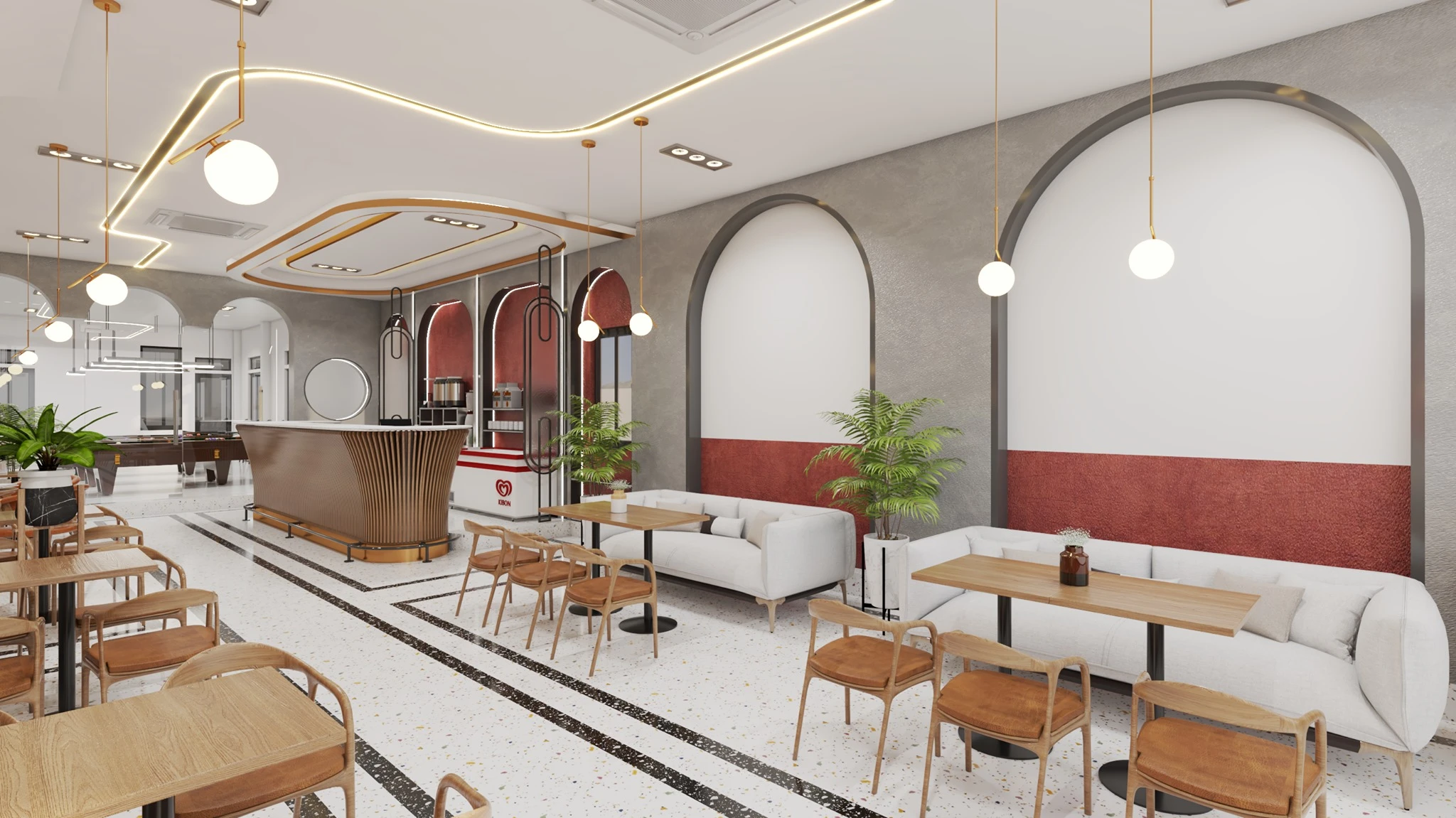 SketchUp Free Coffee Shop 3D Model Free Download SketchUp Vray Modern ID 108000063 (Dang Cuong)