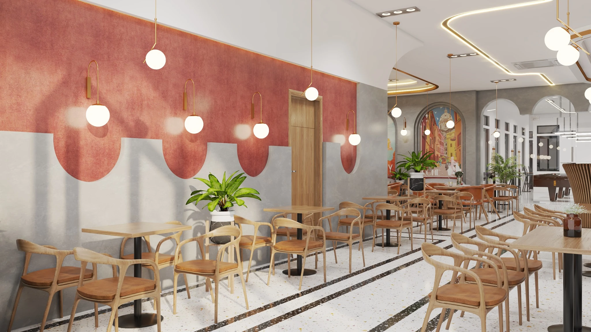 SketchUp Free Coffee Shop 3D Model Free Download SketchUp Vray Modern ID 108000063 (Dang Cuong)