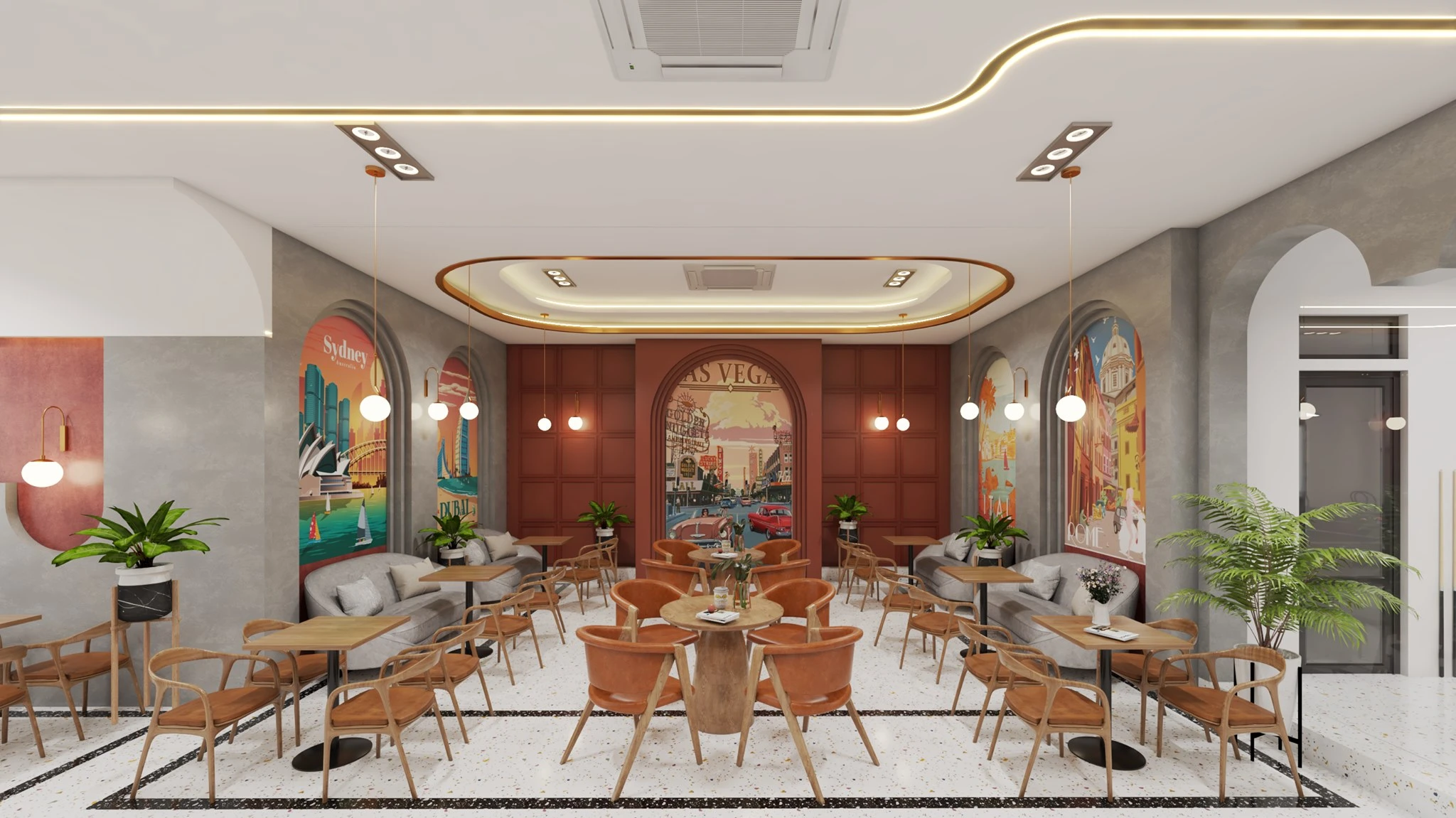 SketchUp Free Coffee Shop 3D Model Free Download SketchUp Vray Modern ID 108000063 (Dang Cuong)