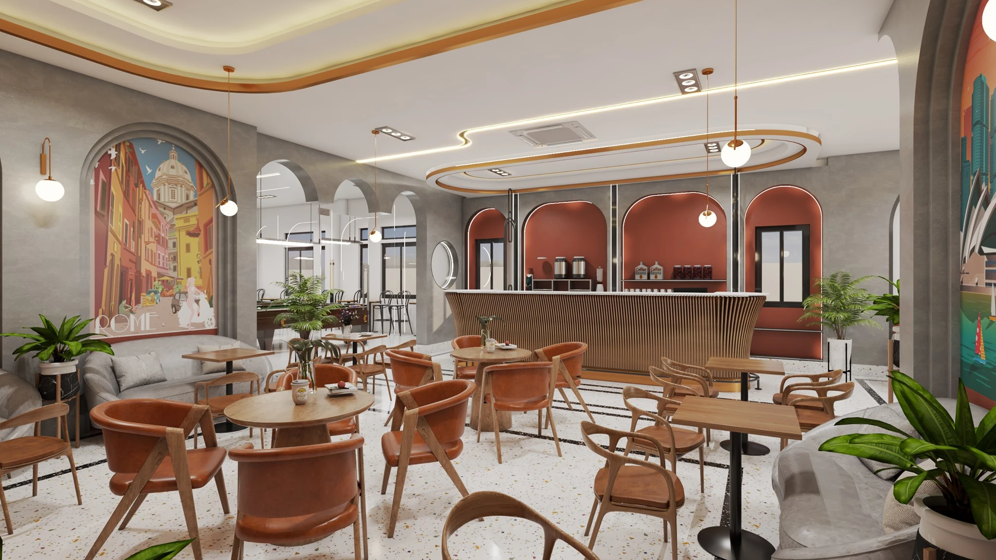 SketchUp Free Coffee Shop 3D Model Free Download SketchUp Vray Modern ID 108000063 (Dang Cuong)