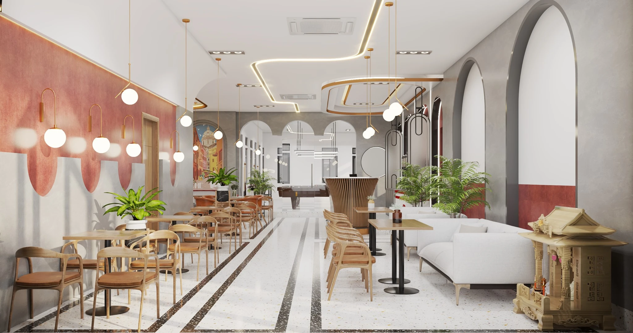 SketchUp Free Coffee Shop 3D Model Free Download SketchUp Vray Modern ID 108000063 (Dang Cuong)