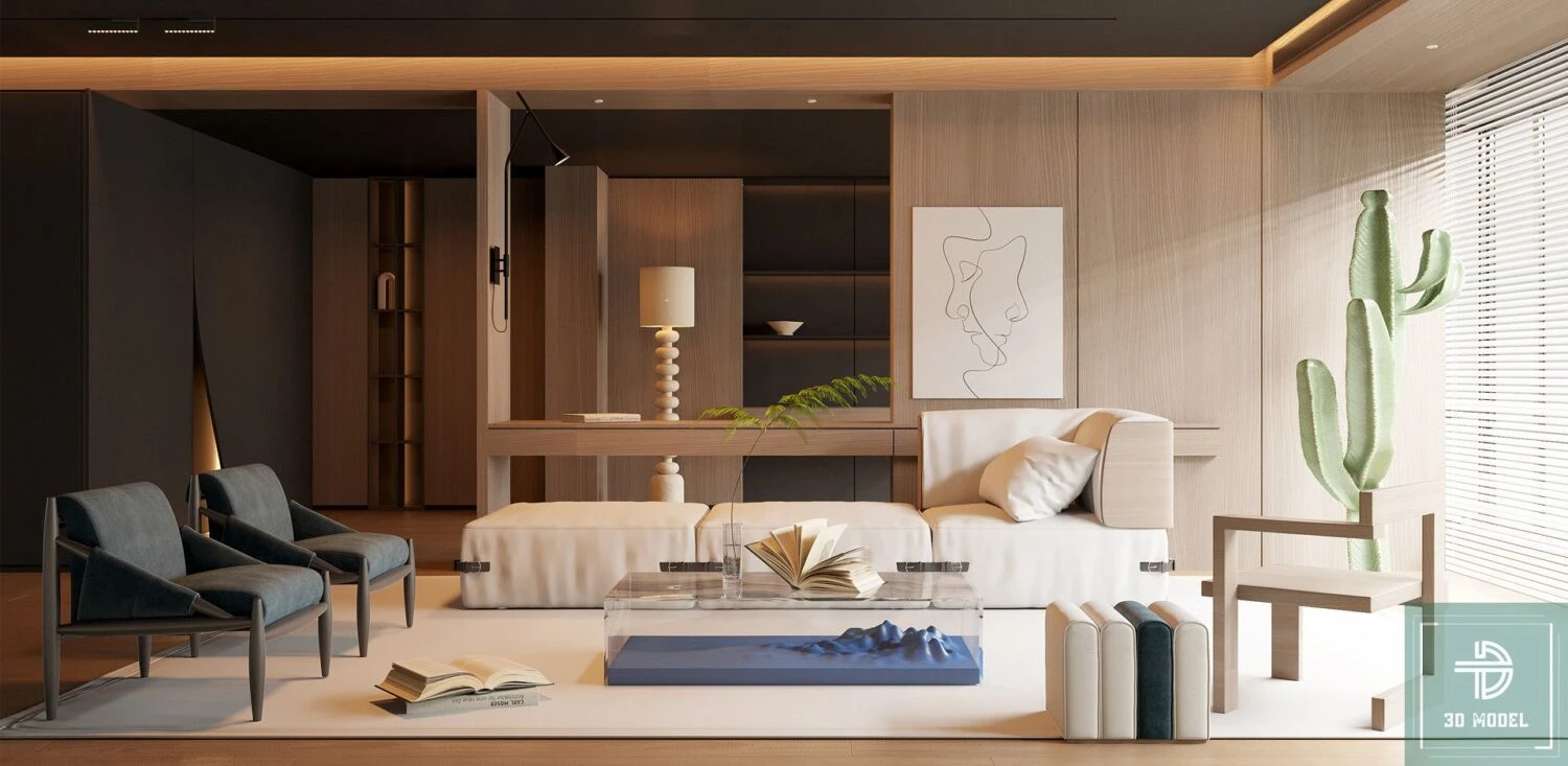 Download SketchUp Models Enscape Modern Living Room Free ID 100000386 (Dinh Thanh)