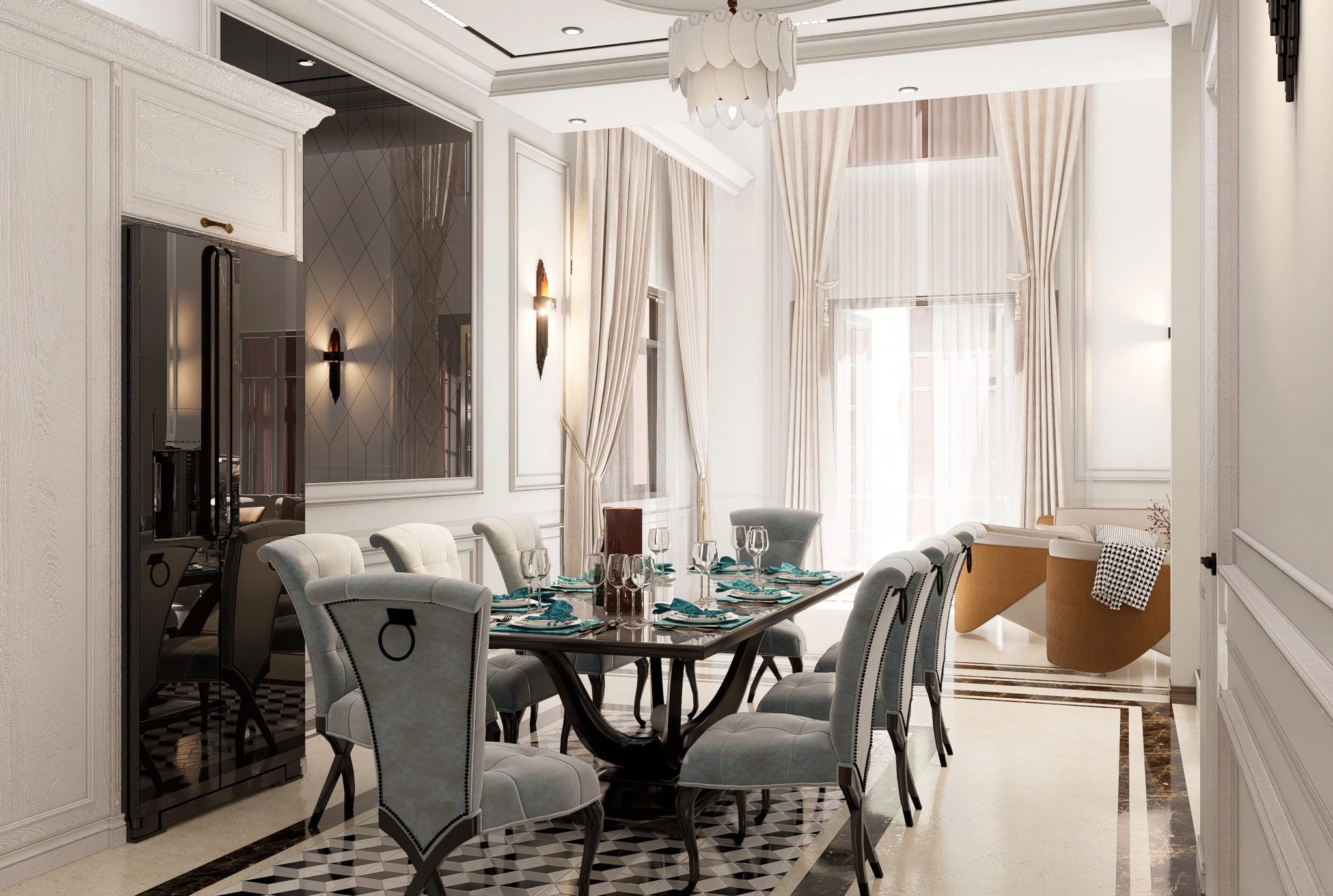 Download SketchUp Models Modern Living Room - Dining Room Free ID 218000216 (Pacons)