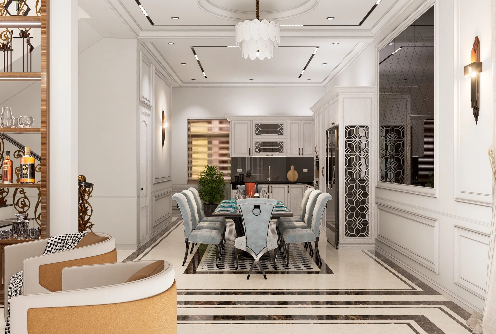 Download SketchUp Models Modern Living Room - Dining Room Free ID 218000216 (Pacons)