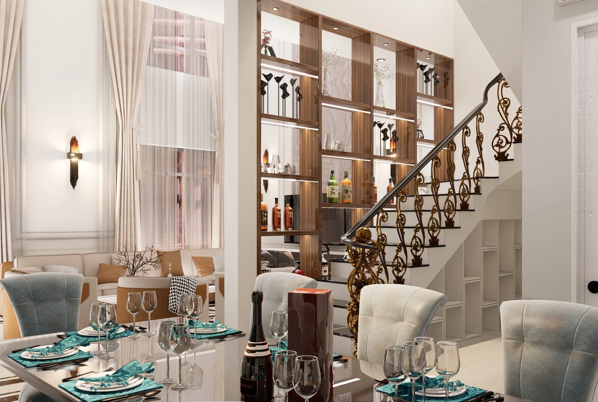 Download SketchUp Models Modern Living Room - Dining Room Free ID 218000216 (Pacons)