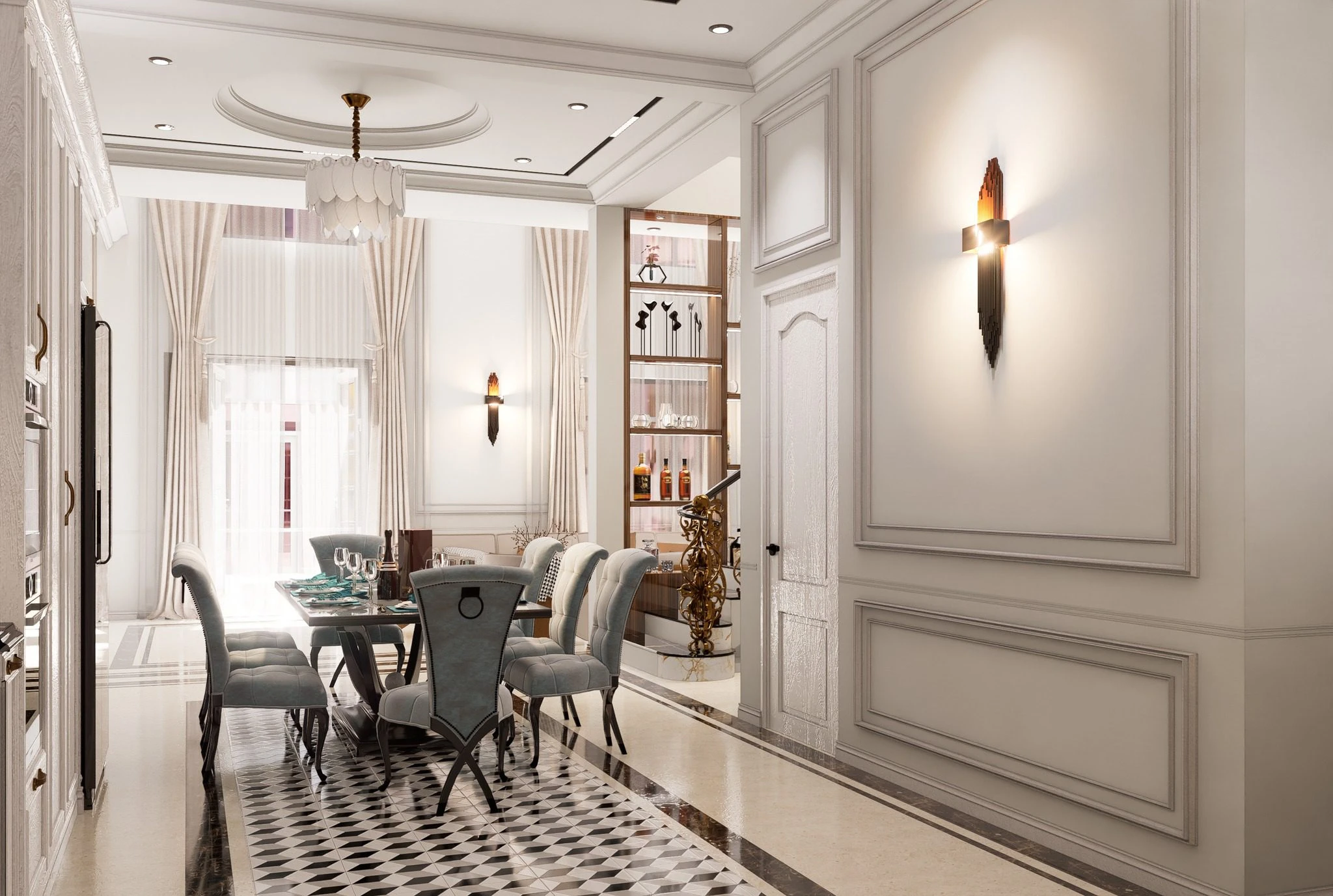 Download SketchUp Models Modern Living Room - Dining Room Free ID 218000216 (Pacons)