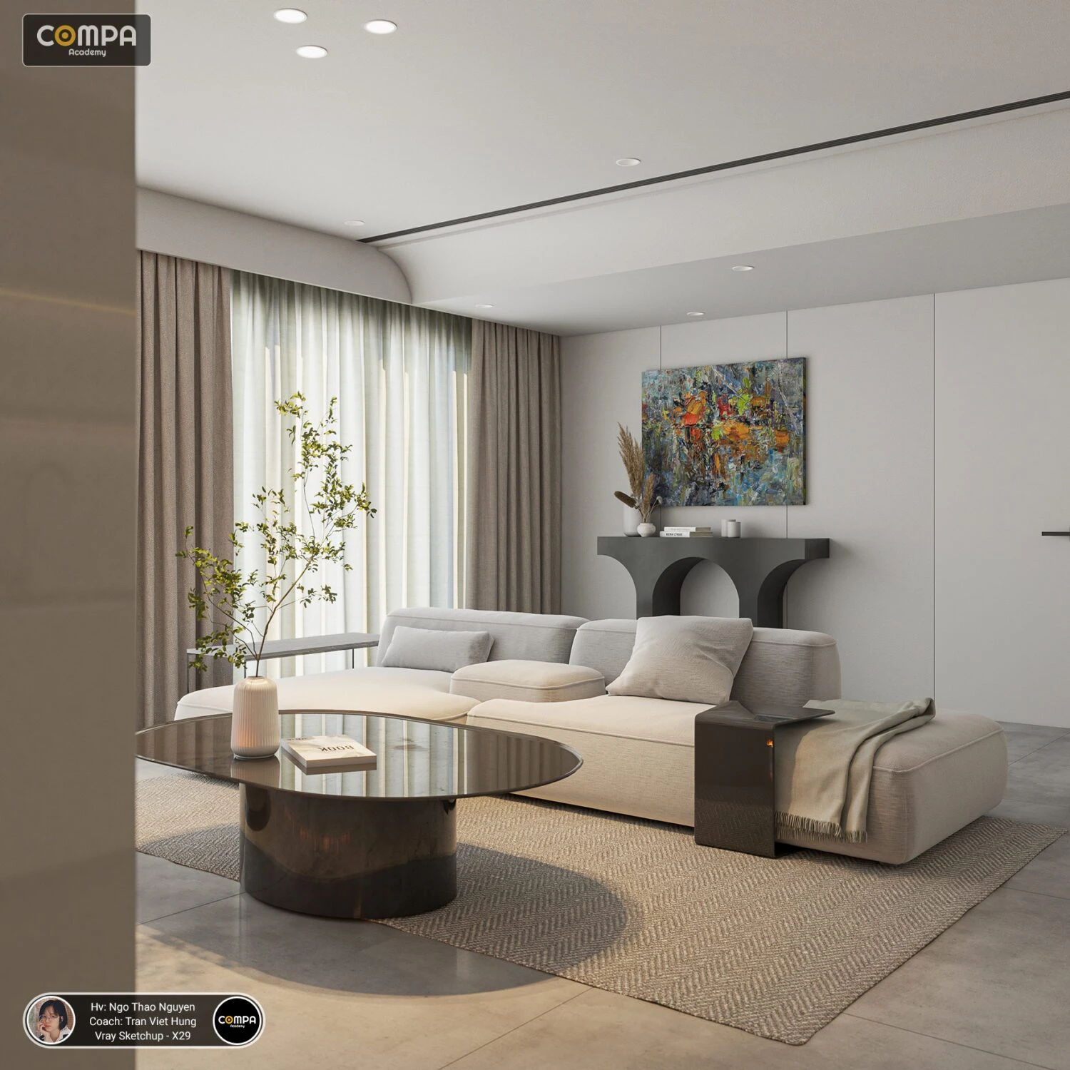Download SketchUp Models Vray Modern Living Room - Dining Room Free ID 218000156 (Thao Nguyen)
