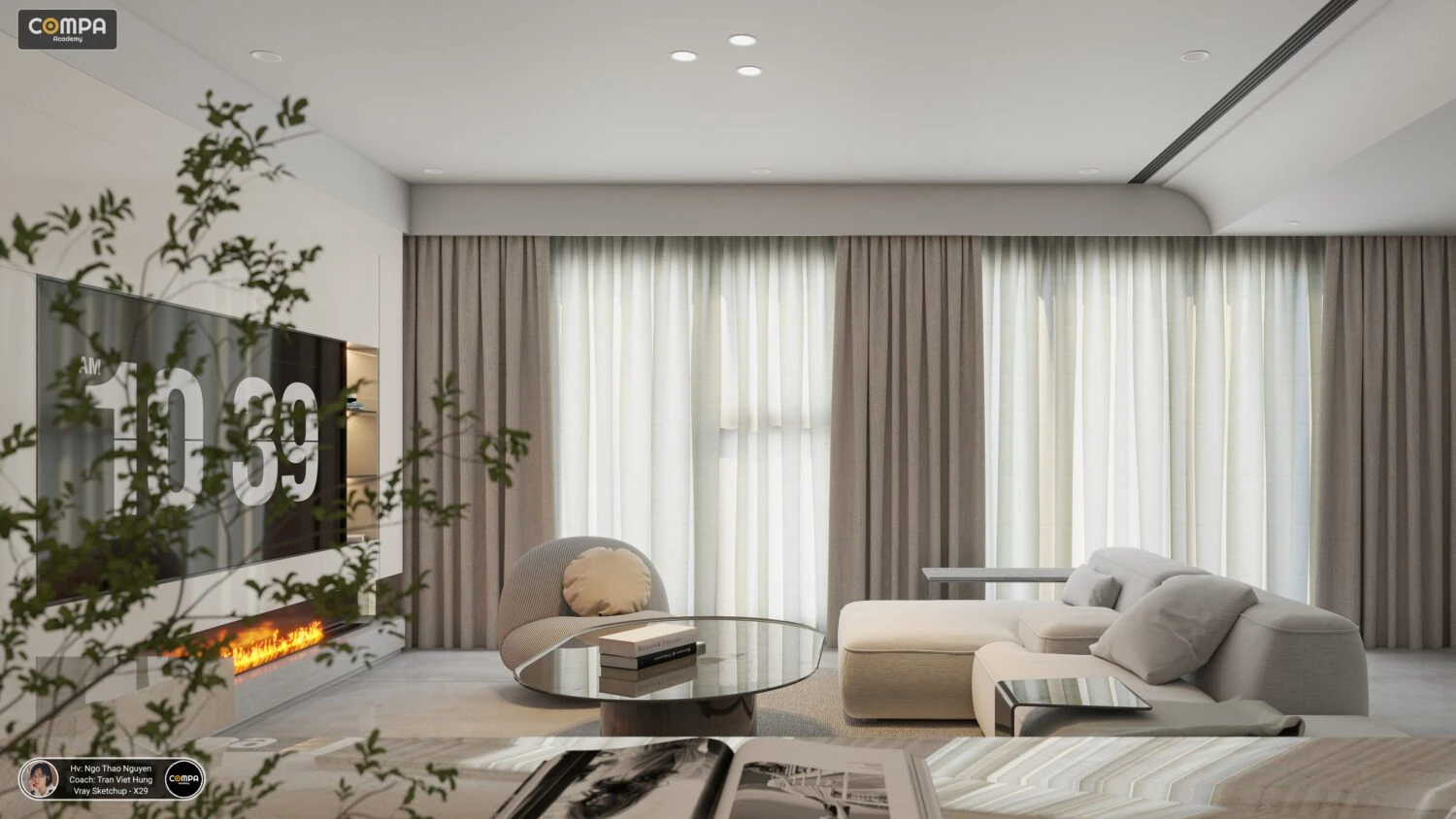 Download SketchUp Models Vray Modern Living Room - Dining Room Free ID 218000156 (Thao Nguyen)