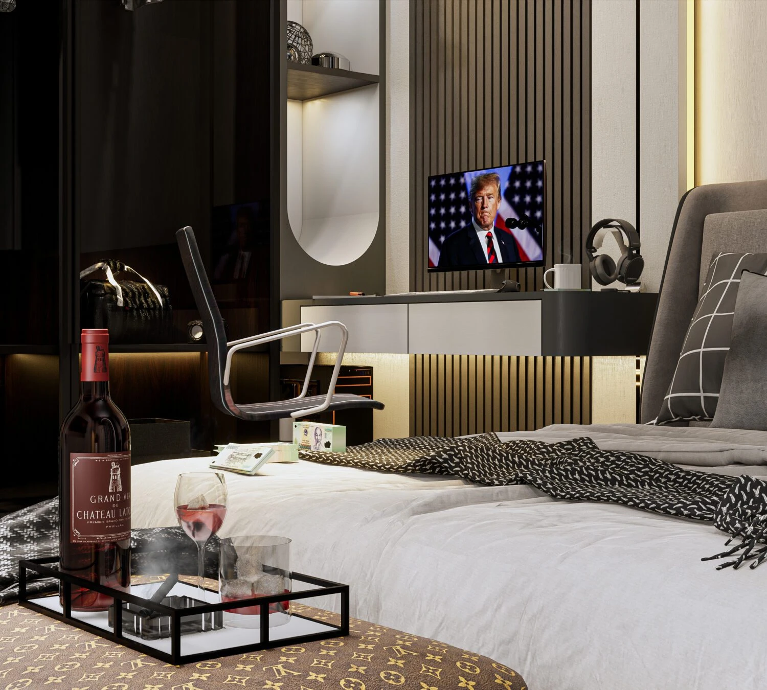 Enscape Bedroom Free Sketchup Scene Download Modern ID 101000684 (Tin Nguyen)