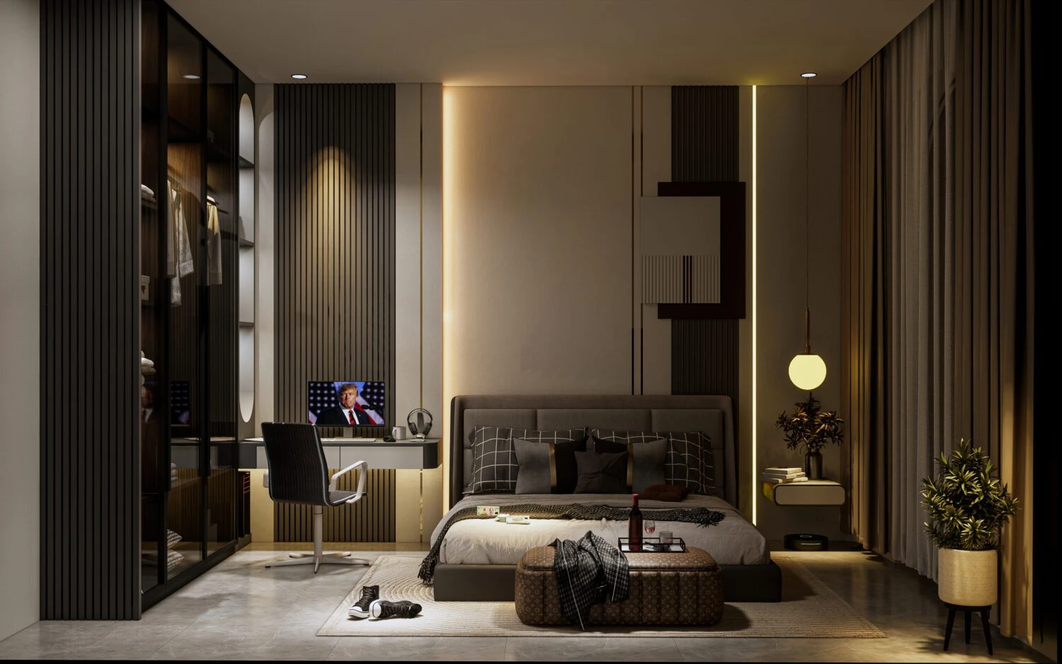 Enscape Bedroom Free Sketchup Scene Download Modern ID 101000684 (Tin Nguyen)