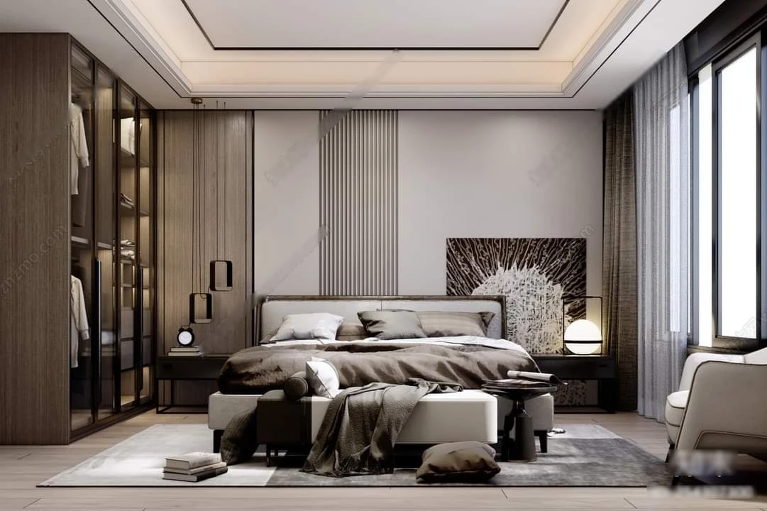 SketchUp Free Enscape Bedroom Sketchup Model Download Free Modern ID 101000496 (Cuong Covua)