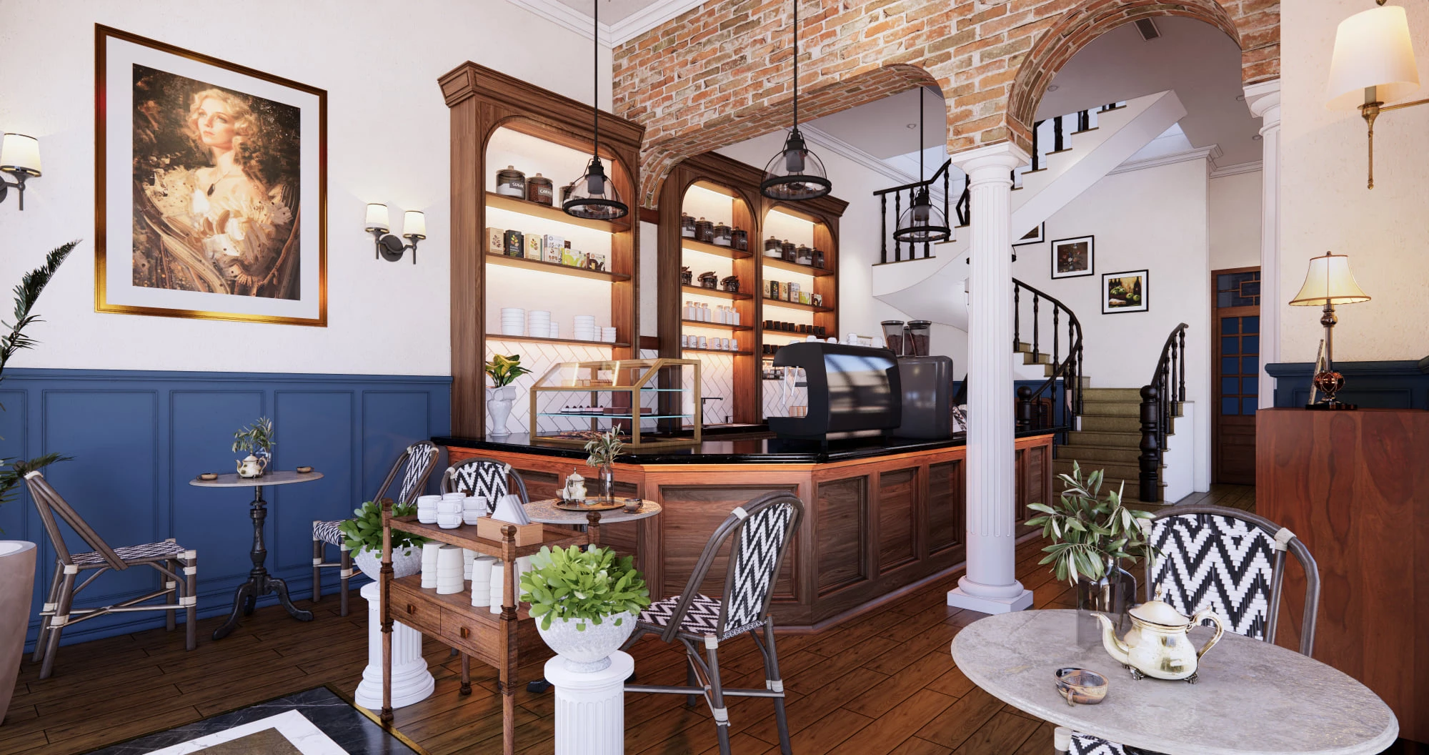 SketchUp Free Enscape Coffee Shop Download SketchUp Models Modern Free ID 108000064 (Nghiem Viet Thai)