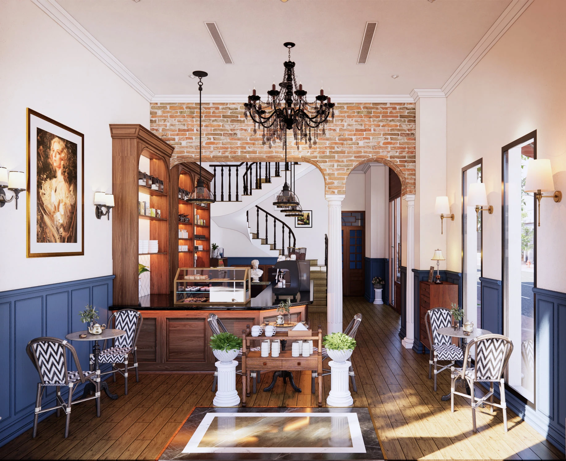 SketchUp Free Enscape Coffee Shop Download SketchUp Models Modern Free ID 108000064 (Nghiem Viet Thai)