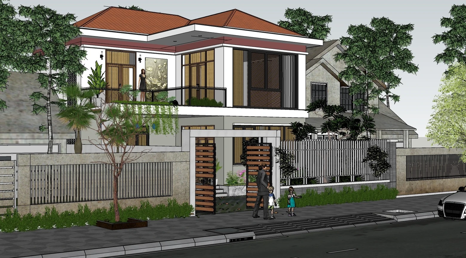 Enscape Exterior Sketchup Scene Free Download Modern ID 101000543 (Cuong Nguyen Kts)