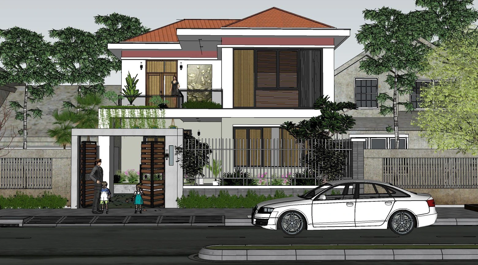 Enscape Exterior Sketchup Scene Free Download Modern ID 101000543 (Cuong Nguyen Kts)