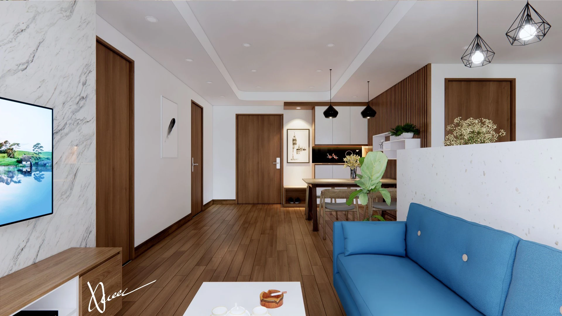 Enscape Living Room And Dining Room Sketchup 3D Models Free Download Modern ID 218000048 (Truong Xuan)