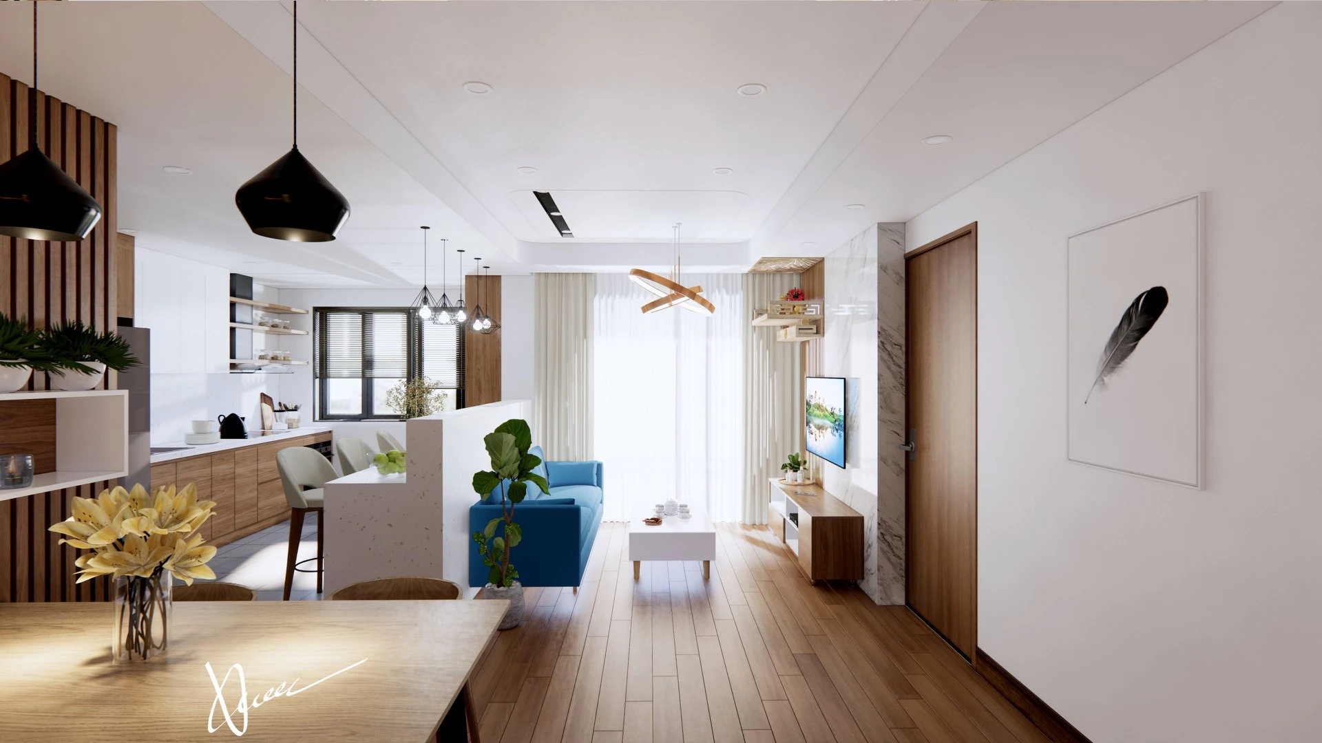 Enscape Living Room And Dining Room Sketchup 3D Models Free Download Modern ID 218000048 (Truong Xuan)