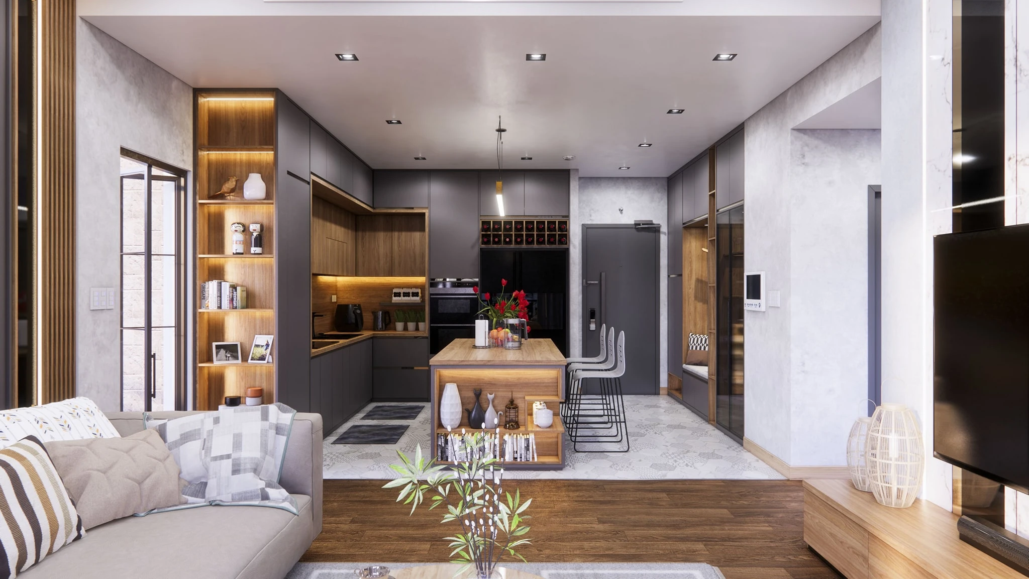 Enscape Living Room And Dining Room Sketchup Free Model Modern Download ID 218000072 (Tran Phu Loc)