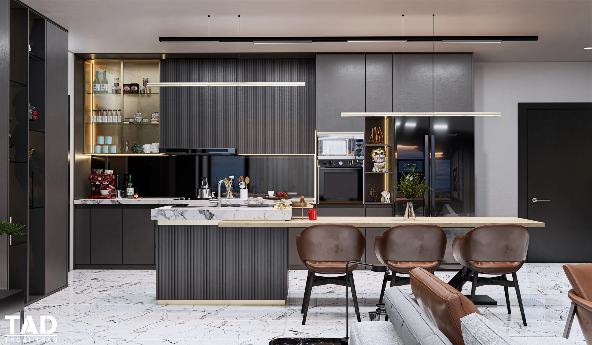 Enscape Living Room And Dining Room Sketchup Free Model Modern Download ID 218000102 (Thoai Tran)