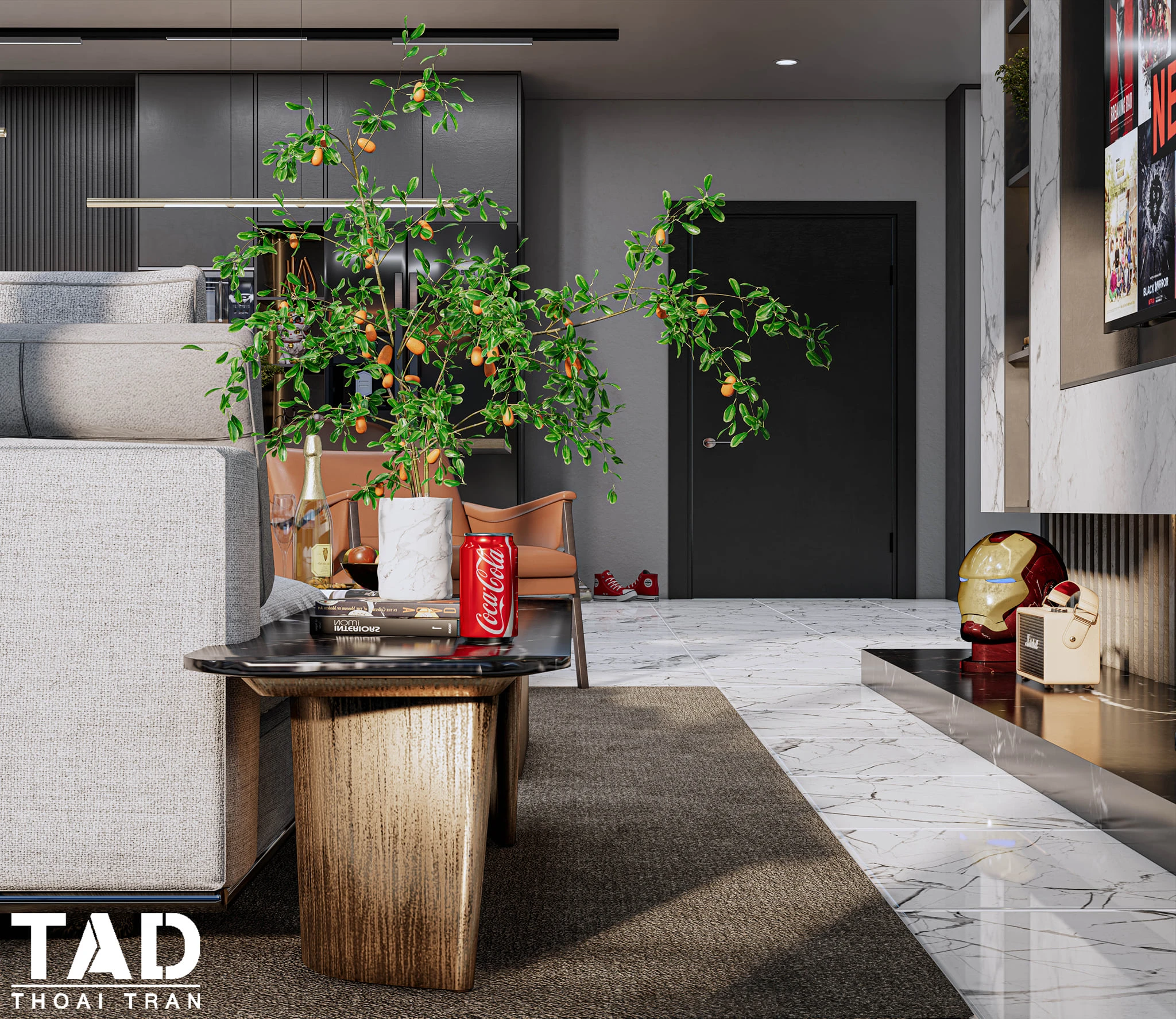 Enscape Living Room And Dining Room Sketchup Free Model Modern Download ID 218000102 (Thoai Tran)