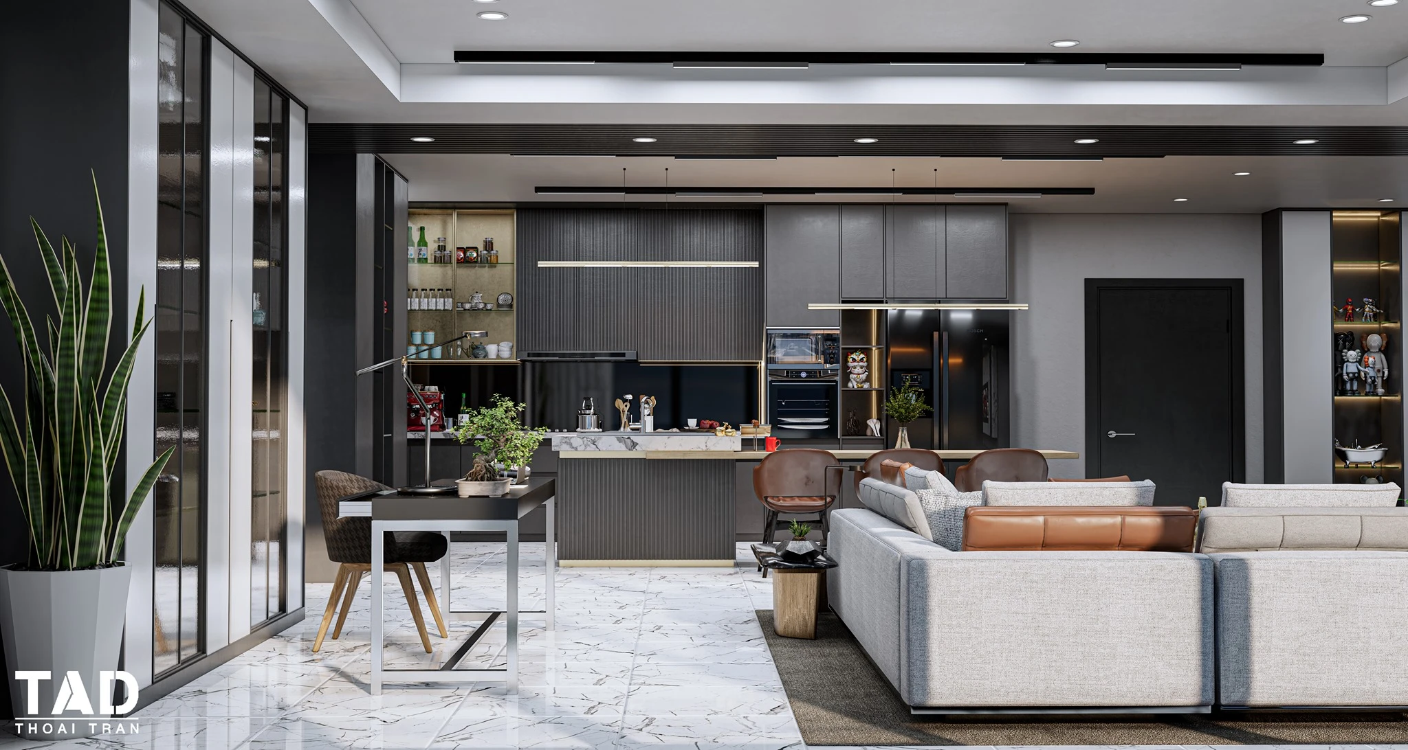 Enscape Living Room And Dining Room Sketchup Free Model Modern Download ID 218000102 (Thoai Tran)