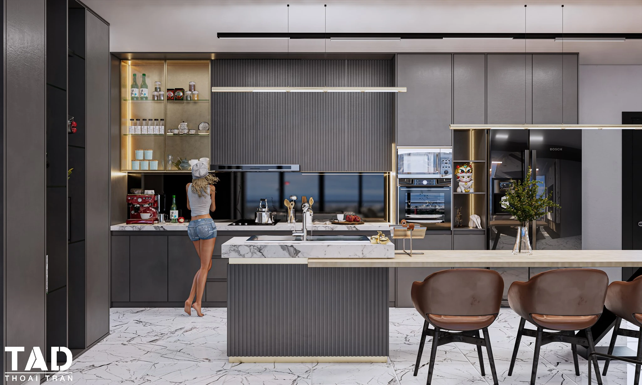 Enscape Living Room And Dining Room Sketchup Free Model Modern Download ID 218000102 (Thoai Tran)